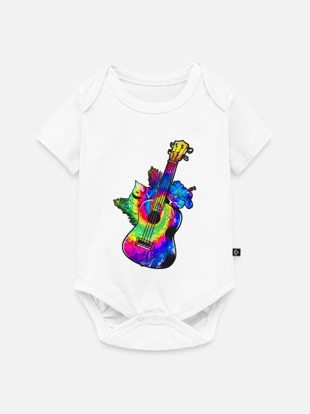 Hawaiian Ukulele Uke Tie Dye - Baby Premium Kurzarmbody - Weiß