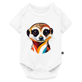 Illustration colorée de tête de suricate - Body à manches courtes Premium Bébé - blanc - Devant
