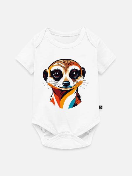 Bunter Erdmännchen Kopf Illustration - Baby Premium Kurzarmbody - Weiß