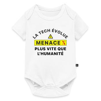 MenaceX_la_tech_evolue_plus_vite_que_l-humanite - Body à manches courtes Premium Bébé - blanc - Devant