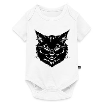 Black cat with glasses - Baby Premium short-sleeve bodysuit - white - Front
