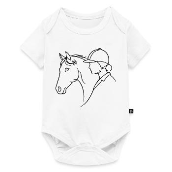 Dressage de chevaux minimaliste en silhouette - Body à manches courtes Premium Bébé - blanc - Devant