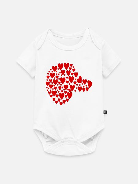 Dackel Hunde - Kopf Herz - Baby Premium Kurzarmbody - Weiß