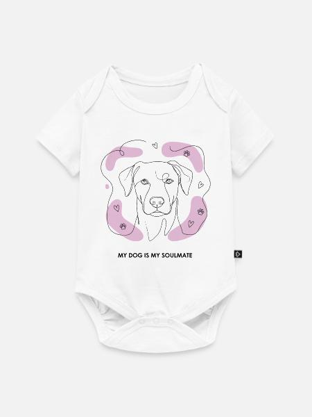Hund Soulmate Line Art - Baby Premium Kurzarmbody - Weiß