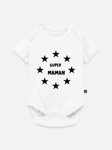 Super-Mama - Baby Premium Kurzarmbody - Weiß
