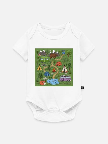 Waldcamping Abenteuer Illustration - Baby Premium Kurzarmbody - Weiß