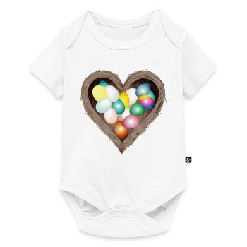 Heart-shaped Easter nest with colorful Easter eggs - Baby Premium short-sleeve bodysuit - white - Front