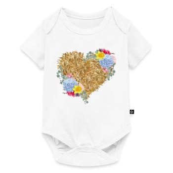 Heart of straw with spring flowers - Baby Premium short-sleeve bodysuit - white - Front