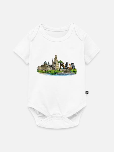 Madrid Skyline - Baby Premium Kurzarmbody - Weiß