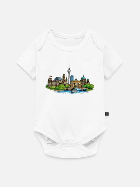 Berliner Skyline - Baby Premium Kurzarmbody - Weiß