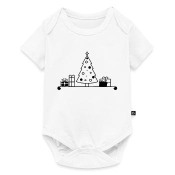 Sapin de Noël sur une étagère avec des cadeaux - Body à manches courtes Premium Bébé - blanc - Devant