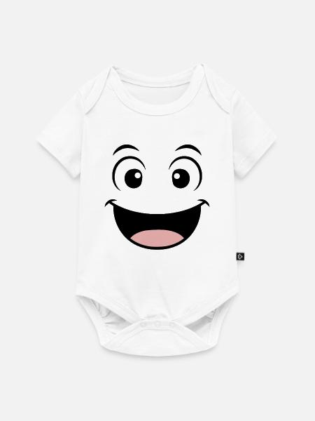 Gute Laune Gesicht - Baby Premium Kurzarmbody - Weiß