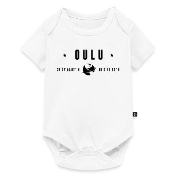 Oulu GPS Coordinates Black Typography - Baby Premium short-sleeve bodysuit - white - Front