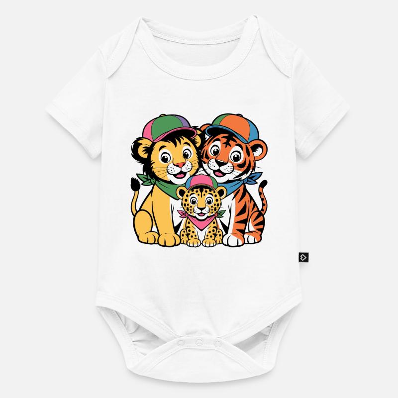 Amis Lion Tigre Léopard mignons - Body à manches courtes Premium Bébé - blanc