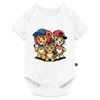 Lion Tiger Leopard Friends – Funny Animal Motif - Baby Premium short-sleeve bodysuit - white - Front
