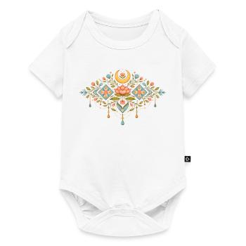 Ornement printanier avec des fleurs et la lune - Body à manches courtes Premium Bébé - blanc - Devant