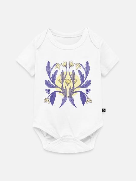 Blumenornament Sonnenschein - Baby Premium Kurzarmbody - Weiß