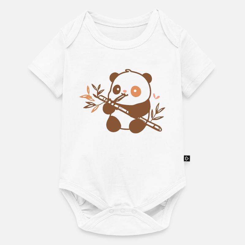 Panda câlin avec du bambou - Body à manches courtes Premium Bébé - blanc