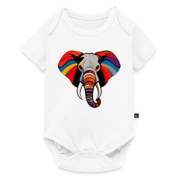 Bunter Elefantenkopf Kunst Pop Art Elefant Motiv - Baby Premium Kurzarmbody - Weiß - Vorne
