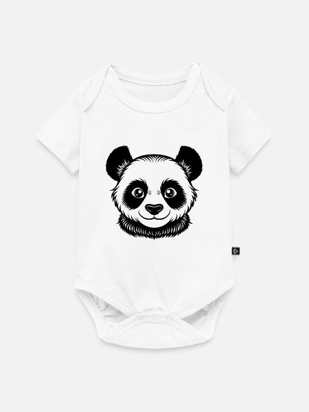 Baby-Panda-Gesicht - Baby Premium Kurzarmbody - Weiß