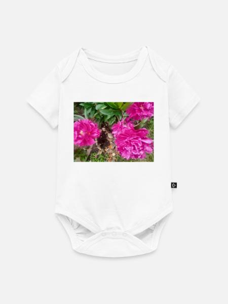 Pfingstrosen-Fuchsia-Garten - Baby Premium Kurzarmbody - Weiß