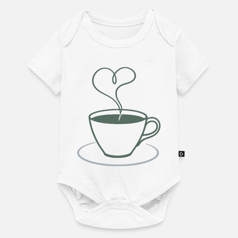 Illustration du café à la vapeur de cœur - Body à manches courtes Premium Bébé - blanc