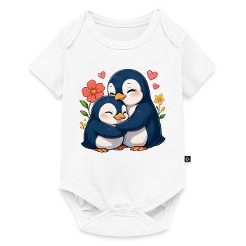 Cuddly penguins in a sea of flowers - Baby Premium short-sleeve bodysuit - white - Front