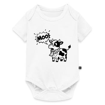 Witzige Kuh Moo Comic Sprechblase - Baby Premium Kurzarmbody - Weiß - Vorne