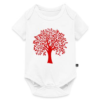 Rote Jumbo-Baum-Print-Silhouette - Baby Premium Kurzarmbody - Weiß - Vorne