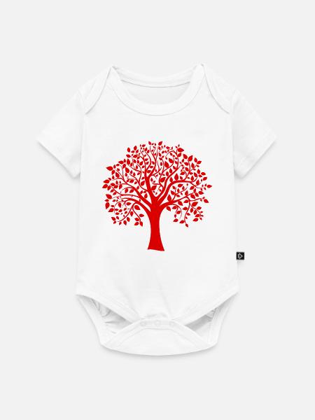 Rote Jumbo-Baum-Print-Silhouette - Baby Premium Kurzarmbody - Weiß