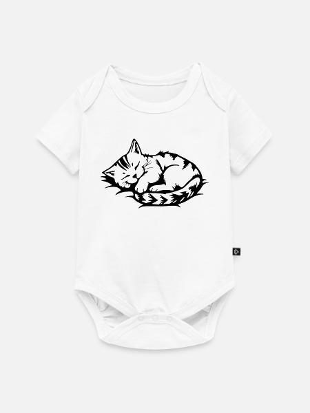schlafende Katze schwarz - Baby Premium Kurzarmbody - Weiß