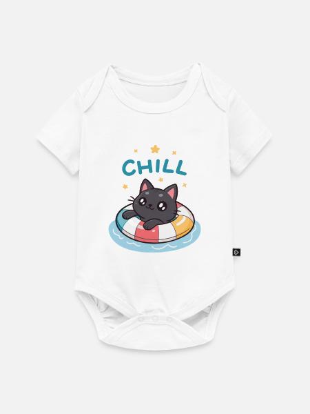 Katzenschwimmende Kühlboje - Baby Premium Kurzarmbody - Weiß