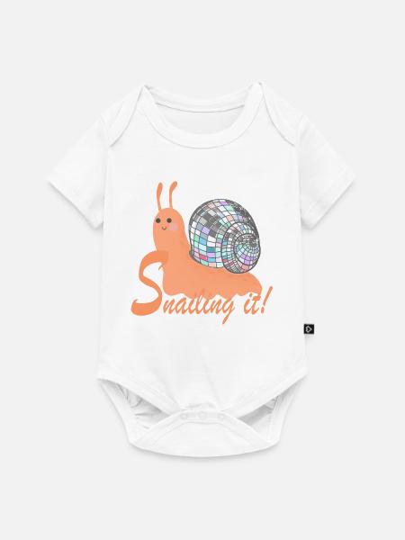 Snailing It! – Bunte Schnecke mit Disco-Kugel - Baby Premium Kurzarmbody - Weiß