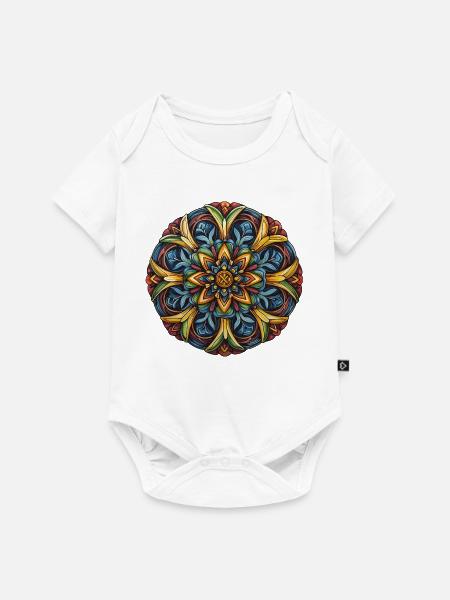 Blumenmandala Kaleidoskop - Baby Premium Kurzarmbody - Weiß