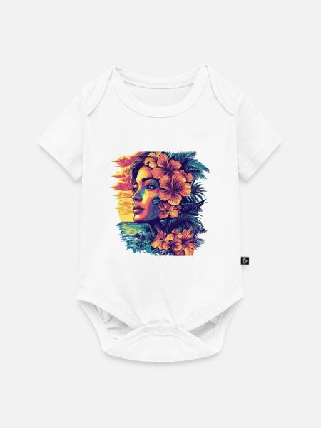 Hibiskustraum am Sonnenuntergang - Baby Premium Kurzarmbody - Weiß