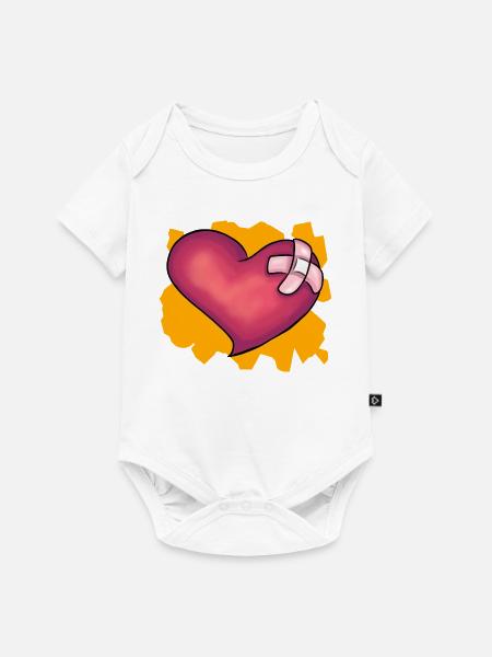 Patched Heart - Baby Premium Kurzarmbody - Weiß