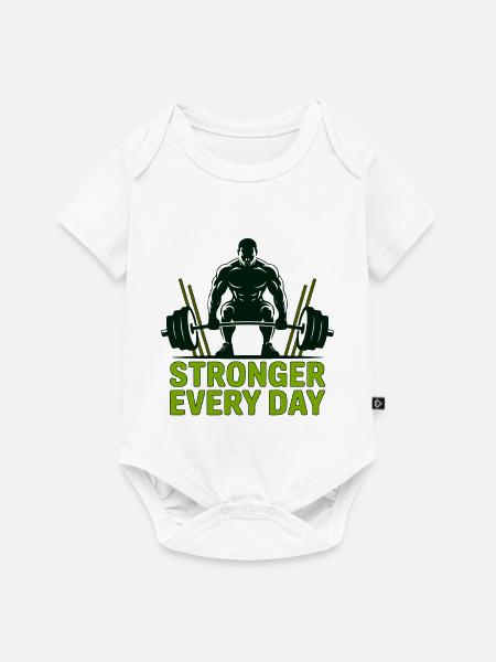 Stärkeres tägliches Heben - Baby Premium Kurzarmbody - Weiß