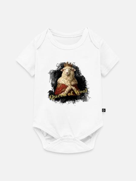 Königliche Wolle - Baby Premium Kurzarmbody - Weiß