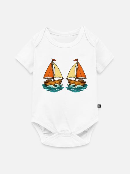 Segelboote im Meer - Baby Premium Kurzarmbody - Weiß