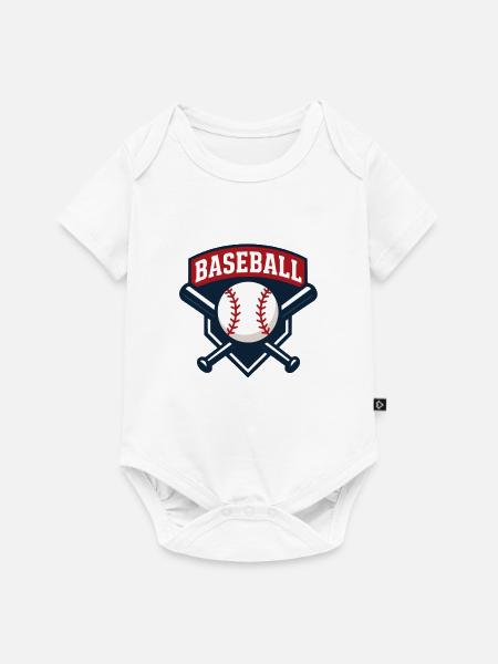 Baseball Emblem Schild mit Ball - Baby Premium Kurzarmbody - Weiß