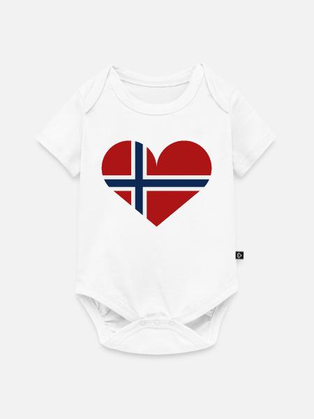 Norwegische Herzflagge - Baby Premium Kurzarmbody - Weiß