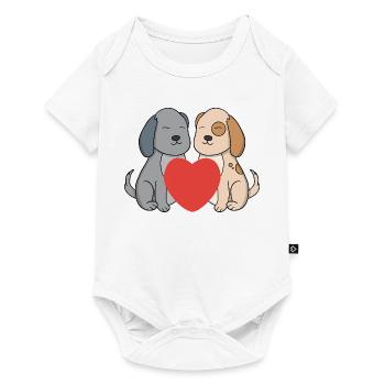 Sweet Cartoon Puppies in Love with Big Red Heart - Baby Premium short-sleeve bodysuit - white - Front