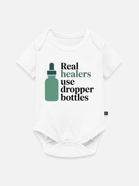 Homöopathie Echte Heiler Tropfflaschen-Beruf - Baby Premium Kurzarmbody - Weiß