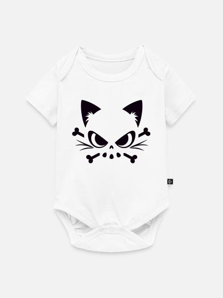 Crâne de chat | Motif minimaliste de Skull & Bones - Body à manches courtes Premium Bébé - blanc