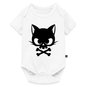 Crâne de chat avec os | Icône gothique mignonne - Body à manches courtes Premium Bébé - blanc - Devant