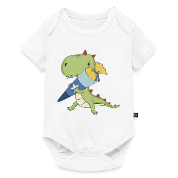 Dino avec cône d’école - Body à manches courtes Premium Bébé - blanc - Devant