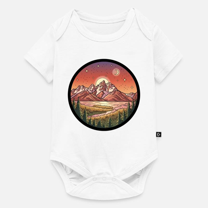 Moonlight Mountains Round Patch - Baby Premium short-sleeve bodysuit - white