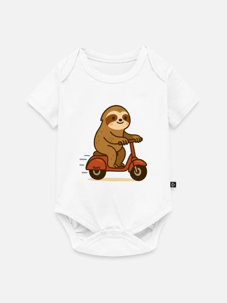 Faultier auf Roller - Baby Premium Kurzarmbody - Weiß