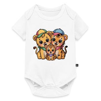 Süße Löwe Tiger Leopard Freunde - Baby Premium Kurzarmbody - Weiß - Vorne