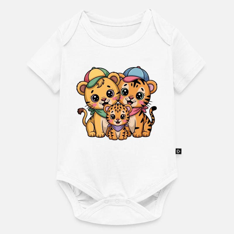 Amis Lion Tigre Léopard mignons - Body à manches courtes Premium Bébé - blanc